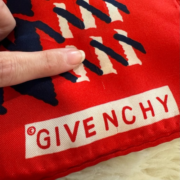 Vintage Givenchy Scarf - 64” Red White & Blue - Picture 6 of 6